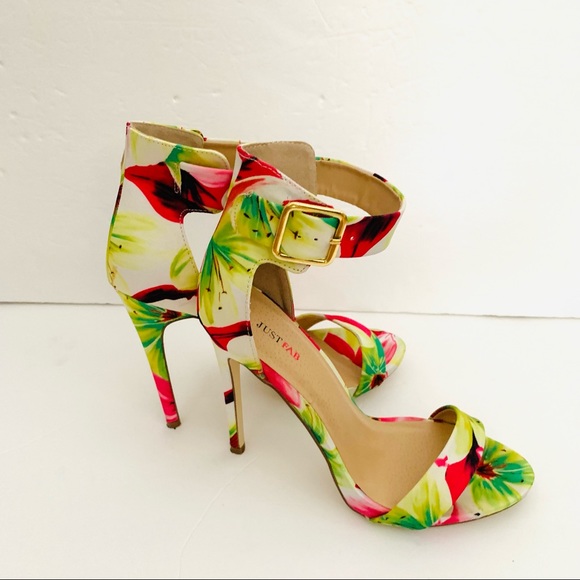 Just Fab “Claire” Floral Print Heels Size 8.5 GUC - Picture 4 of 8